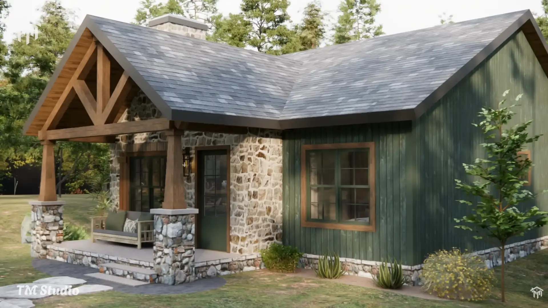 tm studio 2 bedroom house plan with 2 bathroom