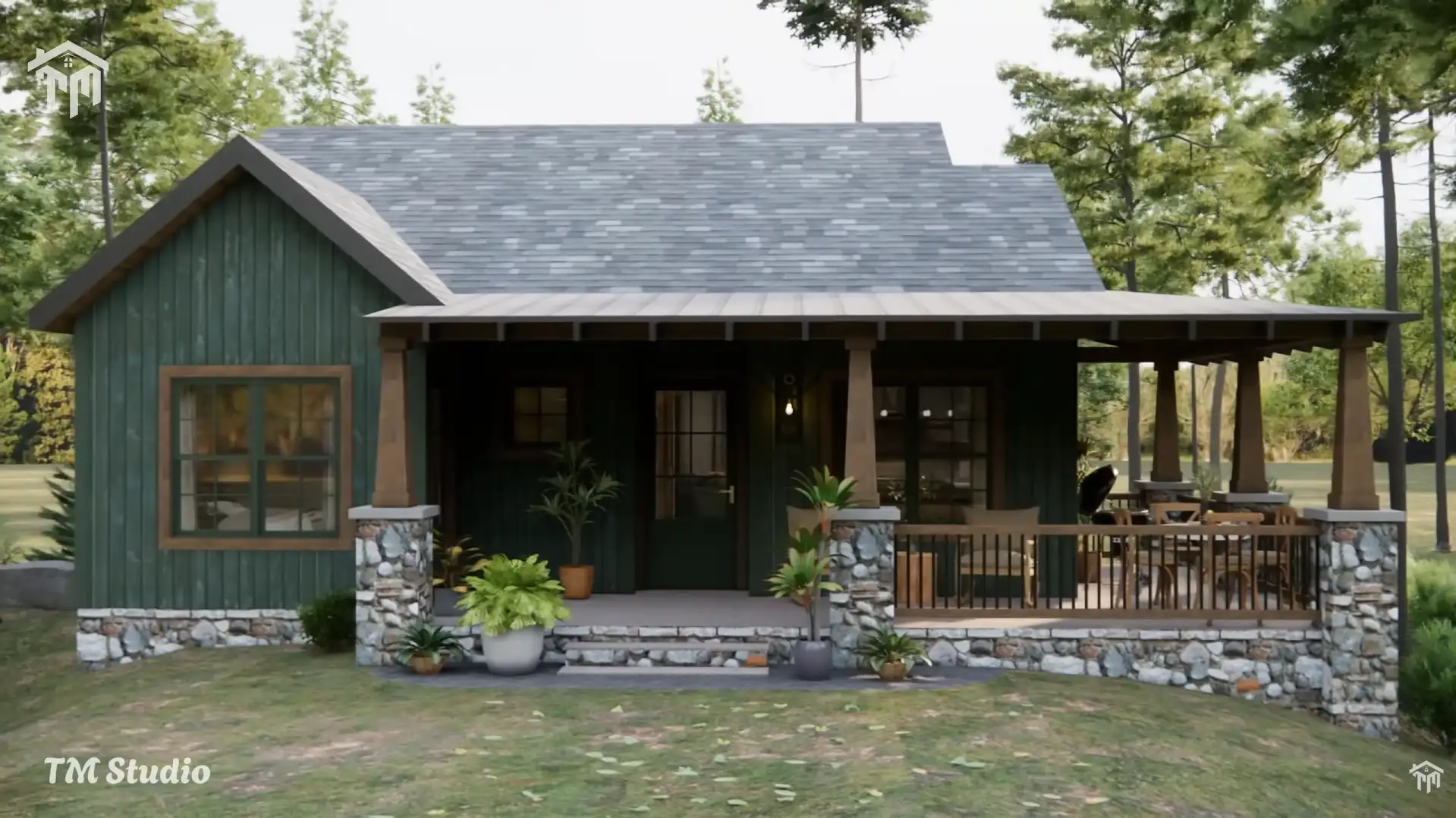 tm studio 2 bedroom house plan with 2 bathroom