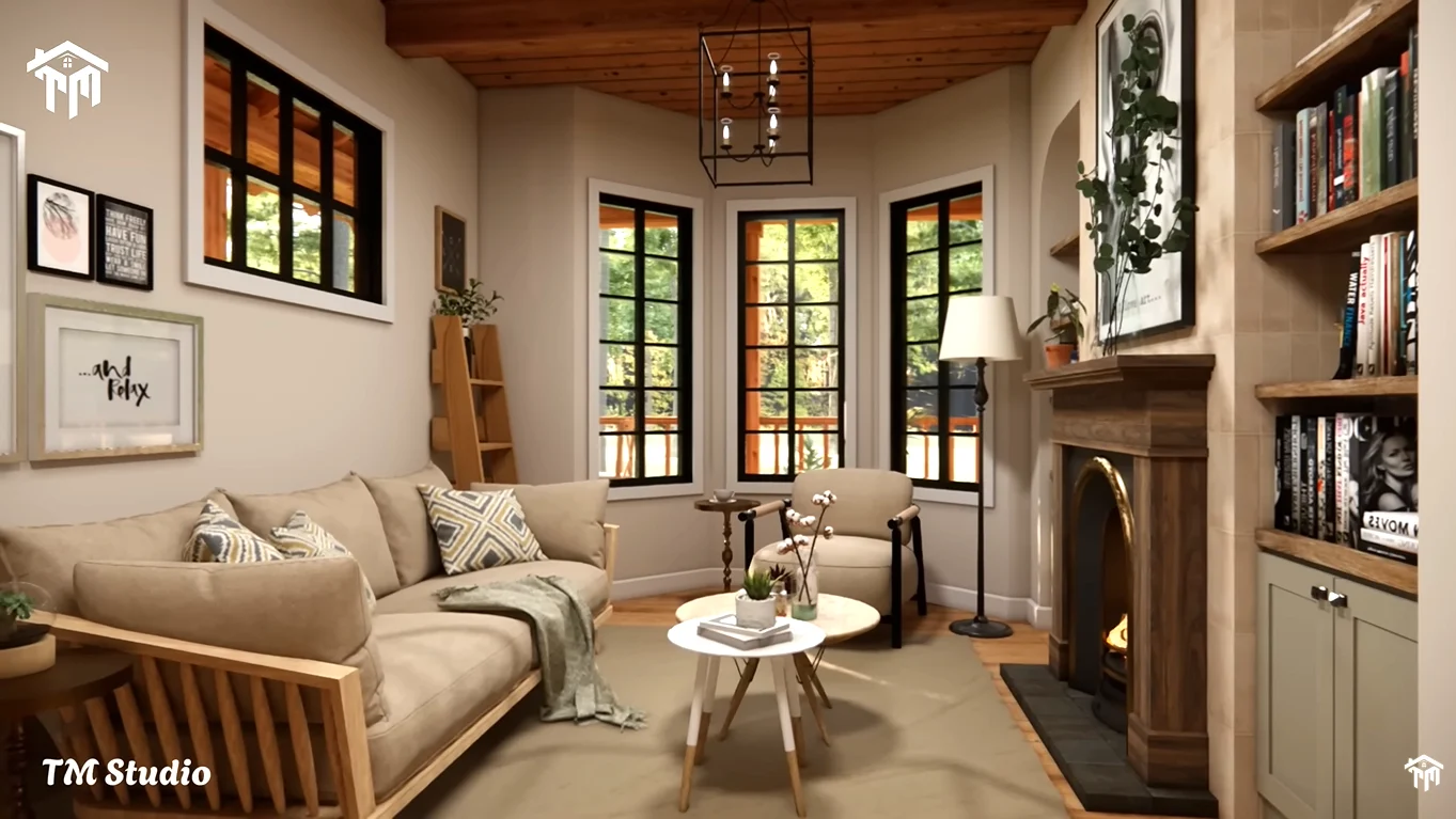 tm studio 2 bedroom cabin house plan