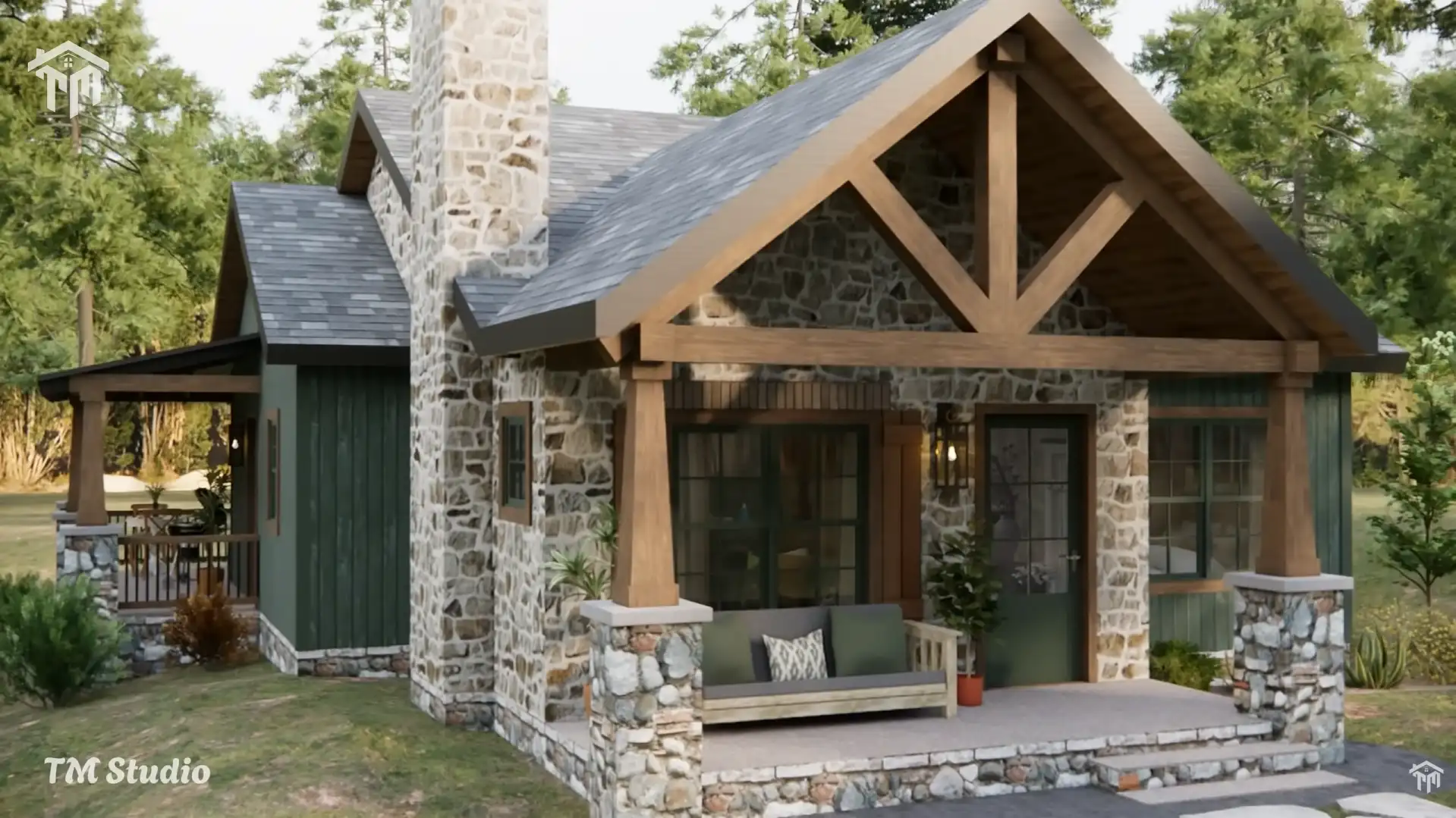 tm studio 2 bedroom house plan with 2 bathroom