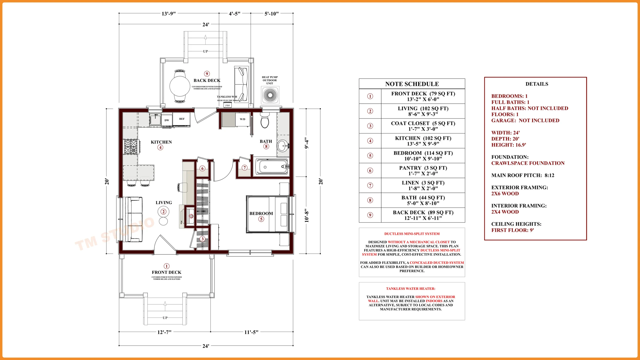 1 bedroom house plan with dimentions tm studio house plan