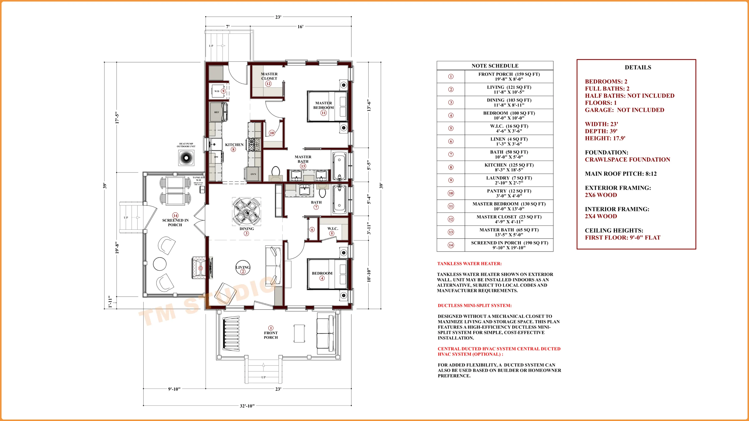 2 bedroom house plan with dimensions tm studio