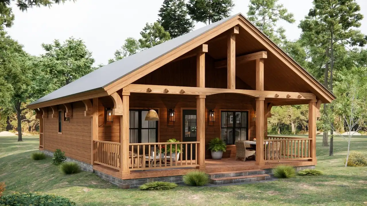 27'x32' Beautiful 2-Bedroom House Design | The Ideal Home! TMS-107-CF1