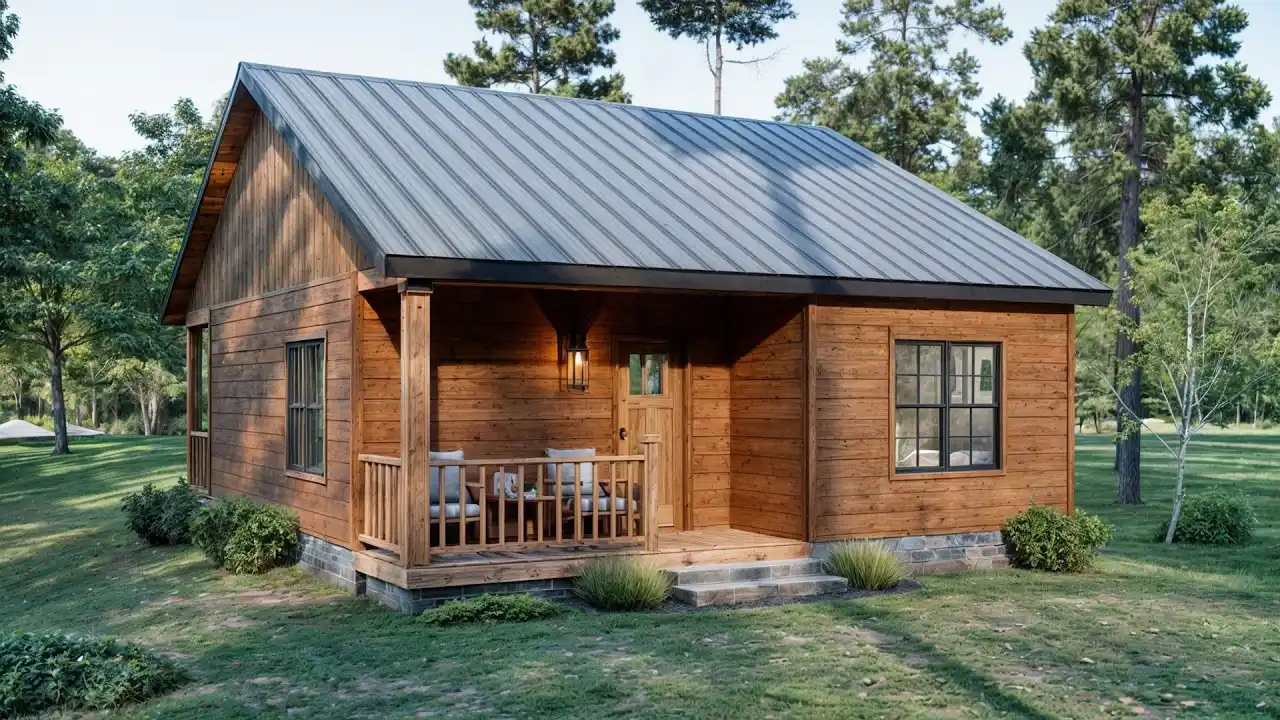 26'x32' (8x10m) Gorgeous Cabin Simplicity: Living Fully in a Minimalist Retreat TMS-113-CF1 TM STUDIO