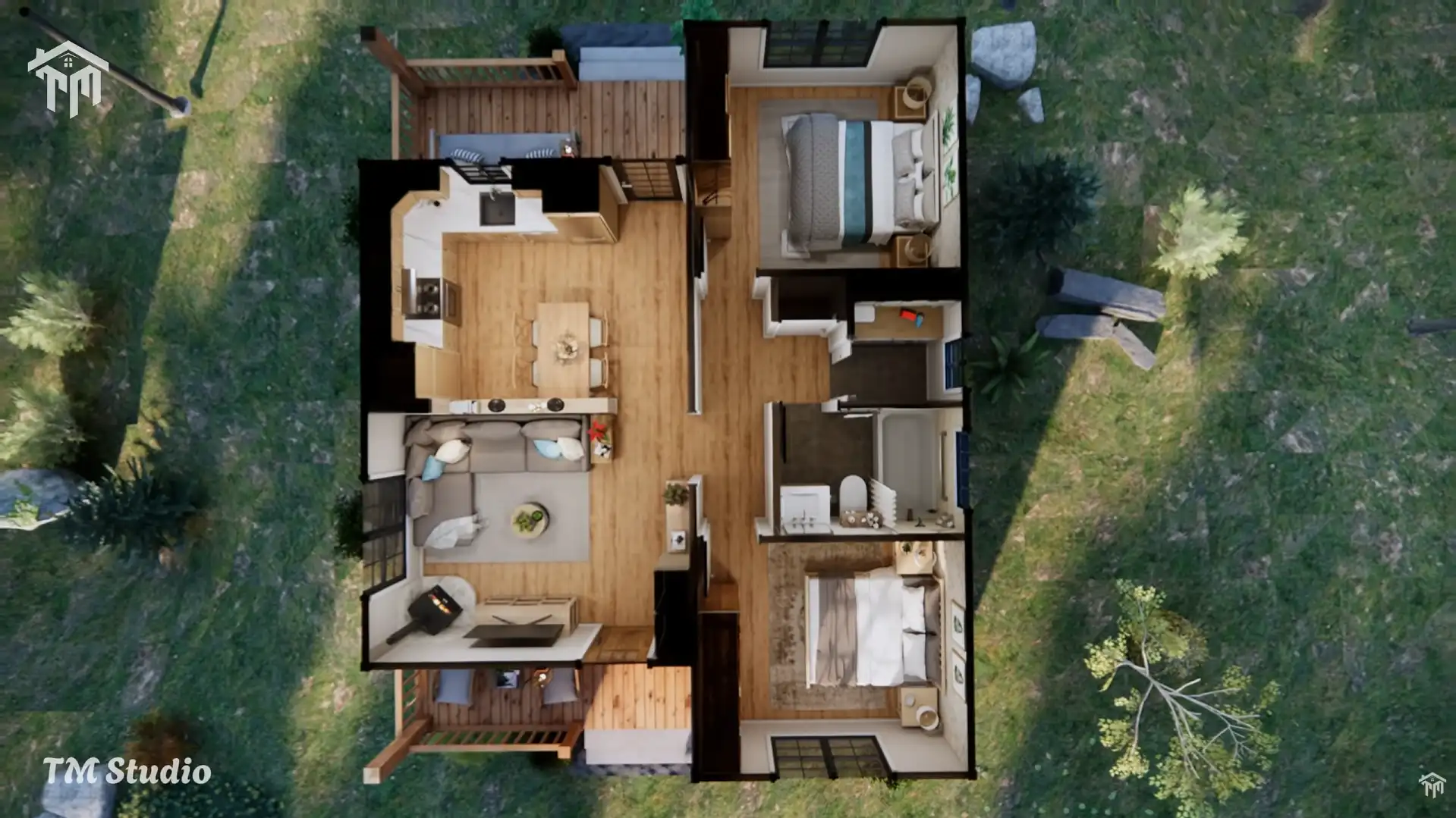 26'x32' (8x10m) Gorgeous Cabin Simplicity: Living Fully in a Minimalist Retreat TMS-113-CF1 TM STUDIO