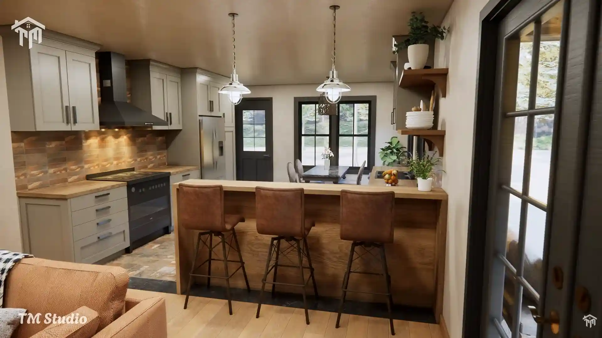 kitchen and dining area