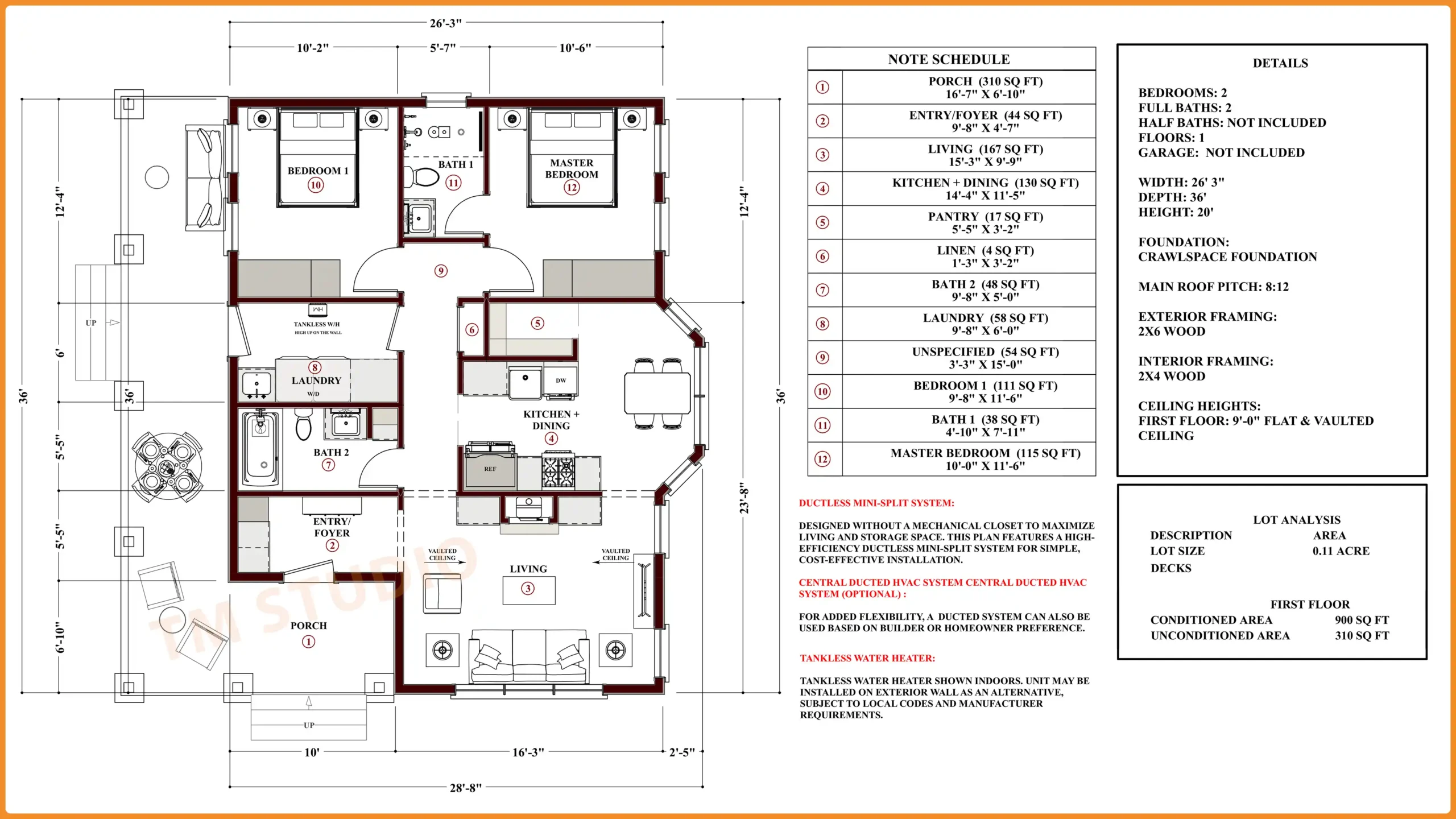 Absolutely Gorgeous Small House | Cozy Home With Floor Plan TMS-108-CF1 Detailed floor plan