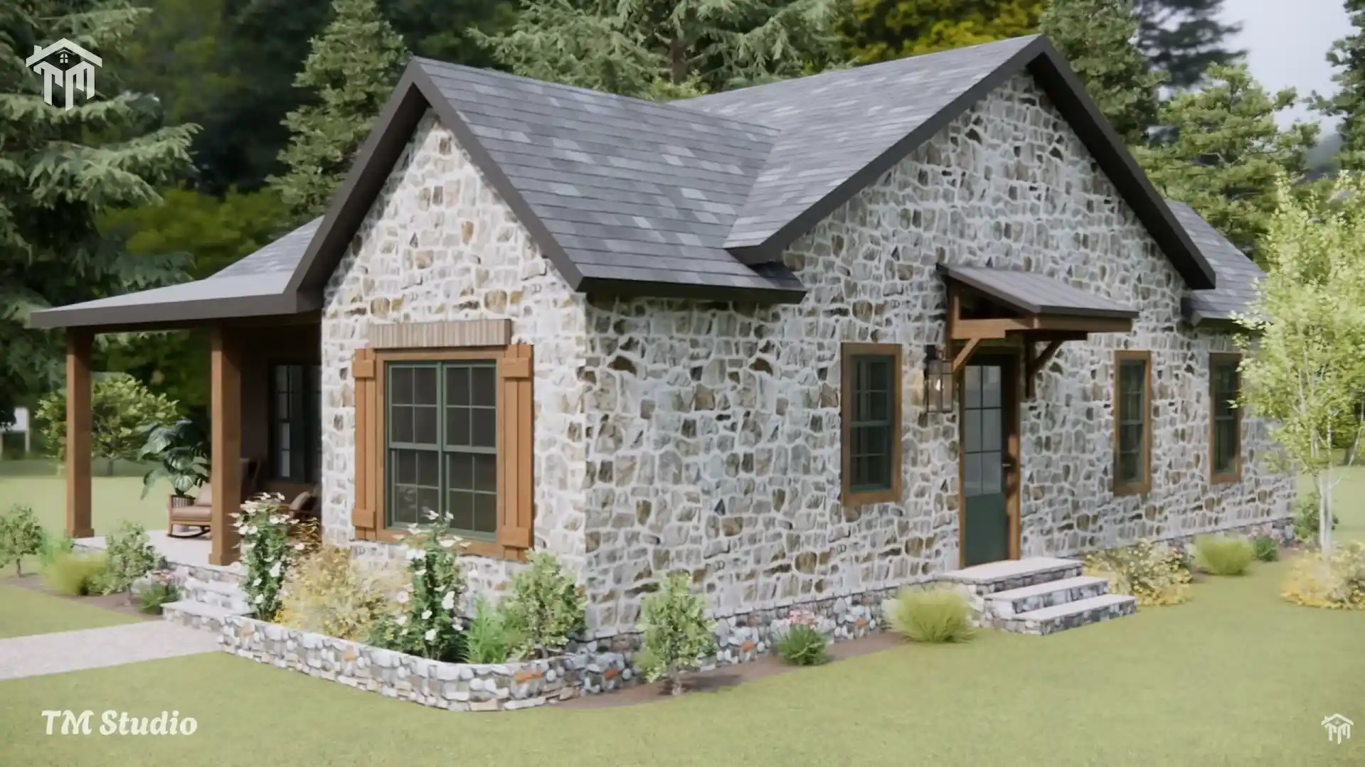 tm studio 2 bedroom house plan with 2 bathroom