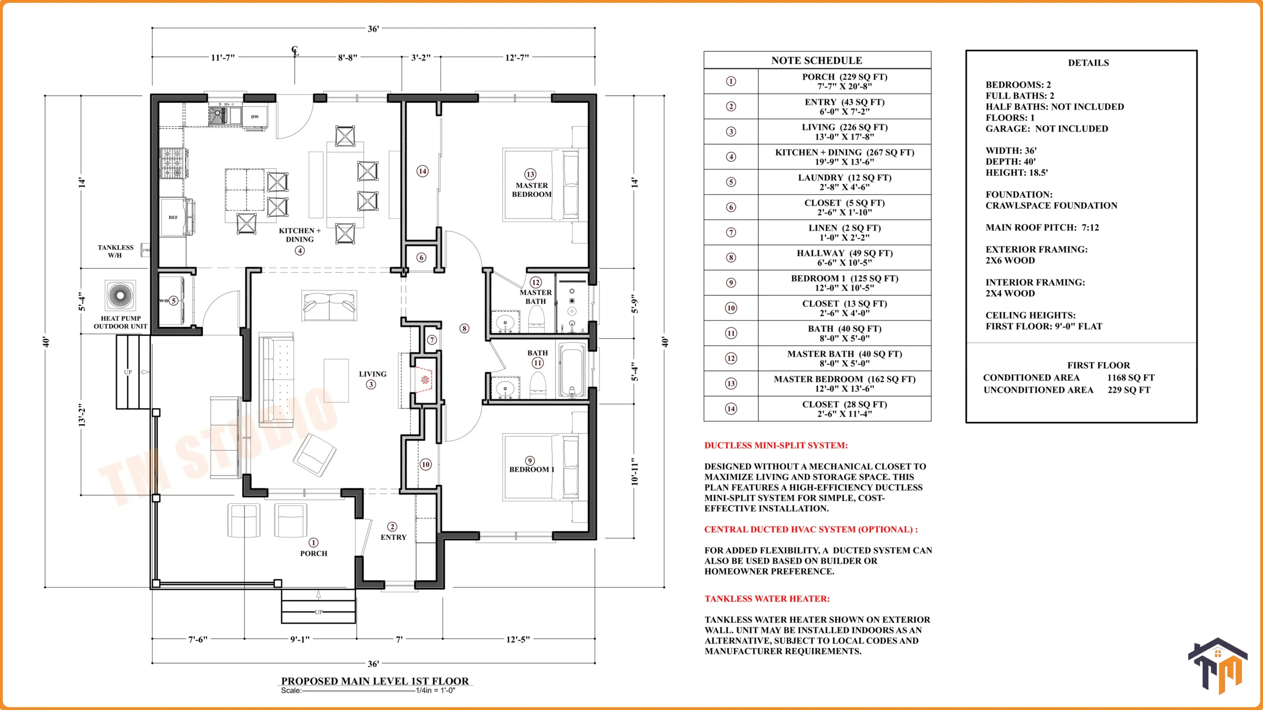 TMS-134-CF1 Floor plan with dimentions