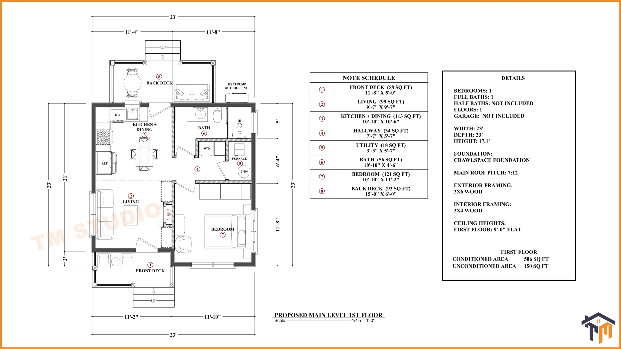 TMS-156-CF1 floor plan by tm studio small house design 1 bedroom layout