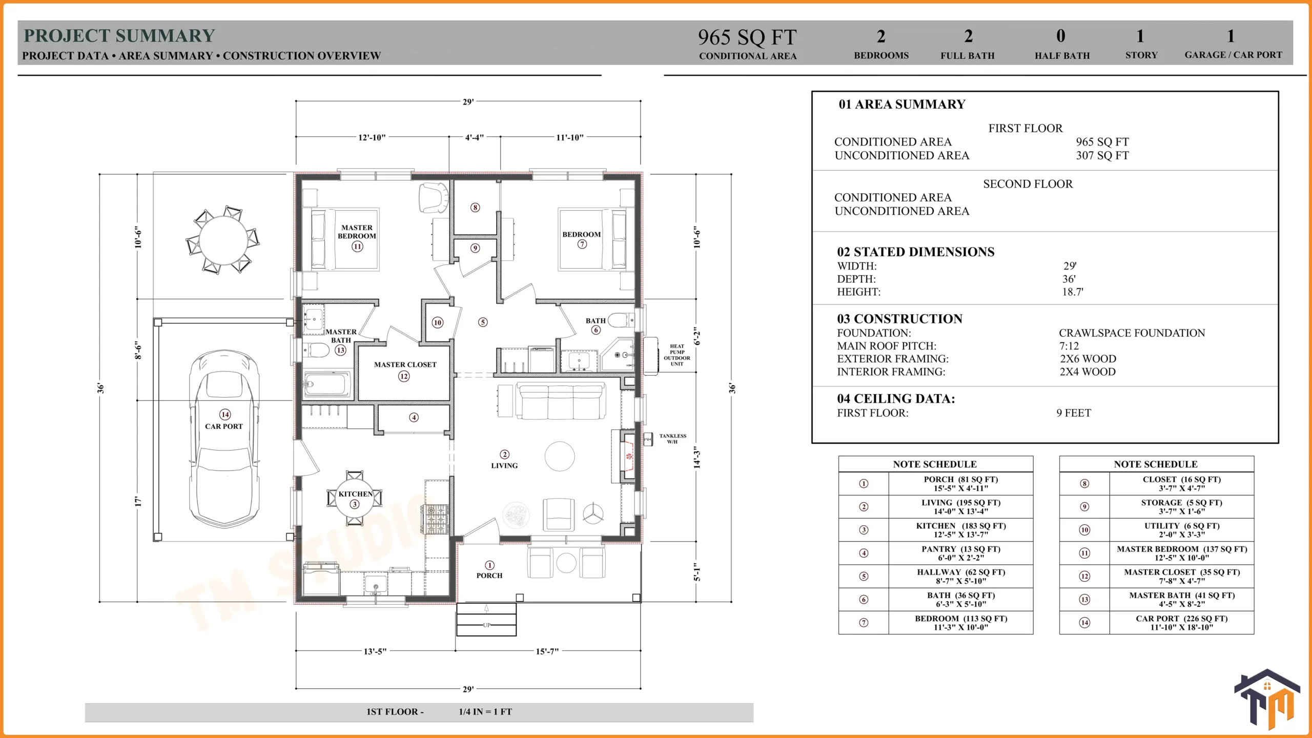 TMS-173-CF1 Floor plan with detailes